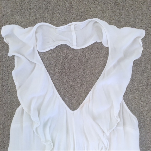 Express White Stretchy Halter Top with Ruffles - Picture 5 of 7